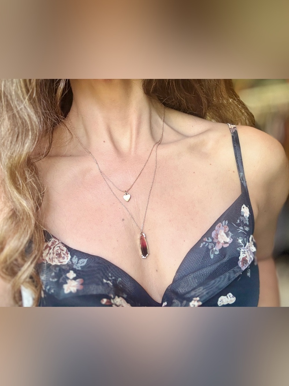 Dainty Gold Tone Double Layered Charm Necklace